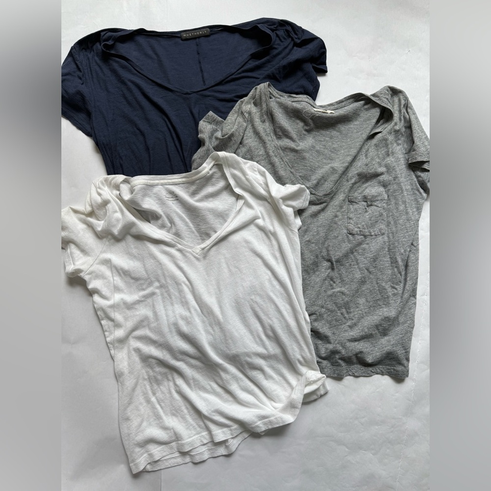 T Shirt Bundle Lot Madewell JCrew Whetherly Large Blue White Gray like New